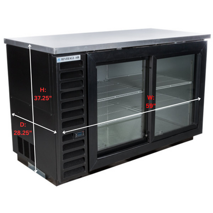 Beverage-Air 59" Black Sliding Glass Door Back Bar Refrigerator