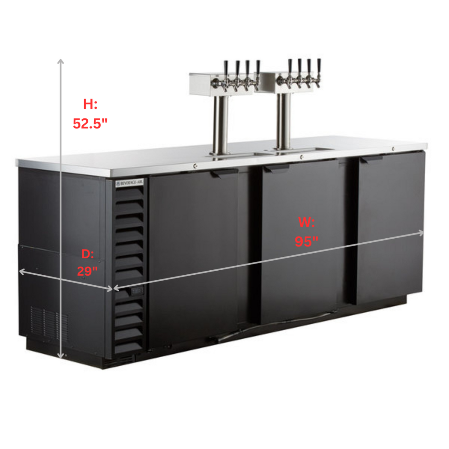 Beverage-Air Black Steel Four Tap Kegerator Beer Dispenser