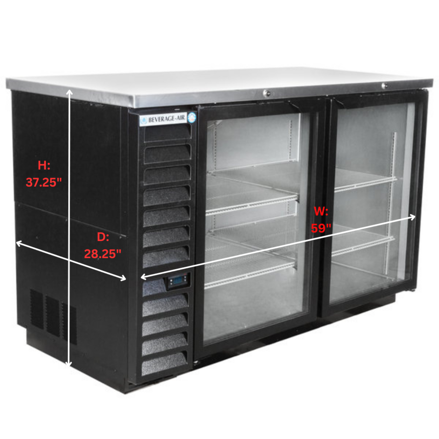 Beverage-Air 59" Black Glass Door Back Bar Refrigerator