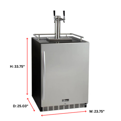 Kegco 24" WIDE DUAL TAP STAINLESS STEEL BUILTIN KEGERATOR